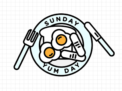 Sunday Yum Day breakfast fun icon illustration illustrator lines