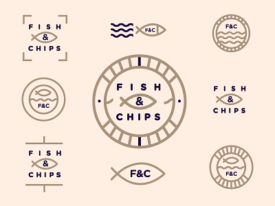 Fish & Chips // Logomark Exploration brand branding clean food identity illustration illustrator logo stroke texture type