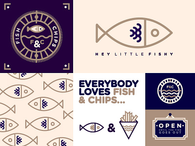 Fish & Chips // Branding Deck brand branding clean food identity illustration illustrator logo stroke texture type