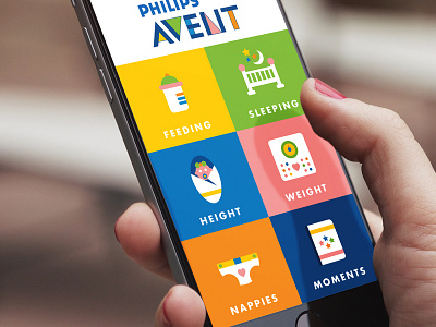My Baby & Me // Philips AVENT App Concept app application baby brand color icon interface ios menu minimal philips ui