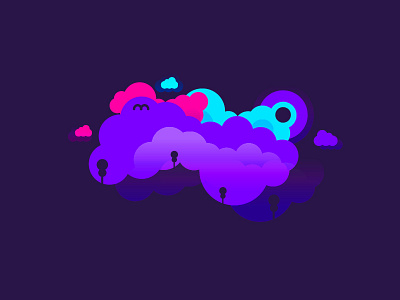 Life in the clouds clouds icon illustartion pink purple vector