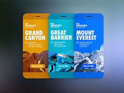 SkyAdventures app brand branding color data interface iphone menu mobile ui ux vibrant