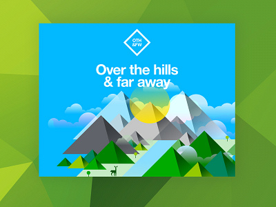 Over the hills and far away art gradient hills icons illustration mountains scenery sun texture