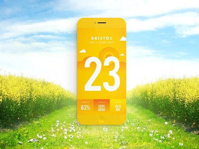 Come Rain Come Shine // Weather App app bristol clean illustration mobile sun sunny ui weather yellow