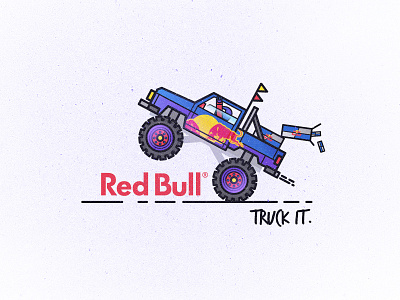 Truck it. // Red Bull brand color drink illustration line red bull stroke texture truck type vector wings