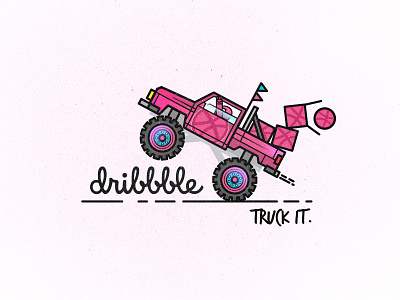 Truck it. // Dribbble brand color dribbble illustration line pink stroke texture truck type vector