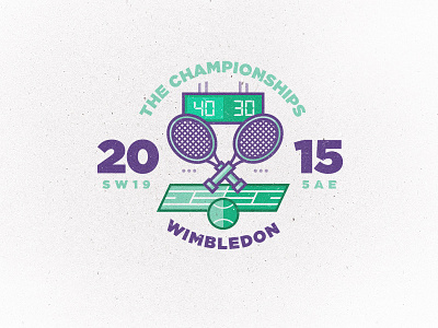 Wimbledon Badge badge brand branding green logo logomark purple tennis texture wimbledon