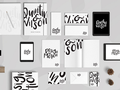 Quintin & Wilson Branding brand branding clean identity logo mono script stationery type