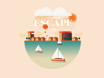 Learn To Escape art boat city color illustration pastel summer texture