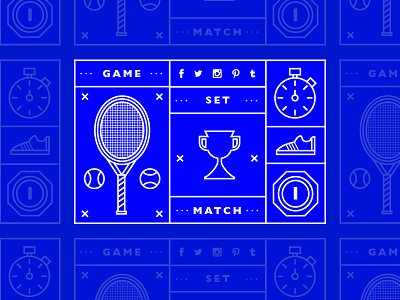 Game, Set, Match. blue concept icon icons info graphic infographic line social sport stroke tennis
