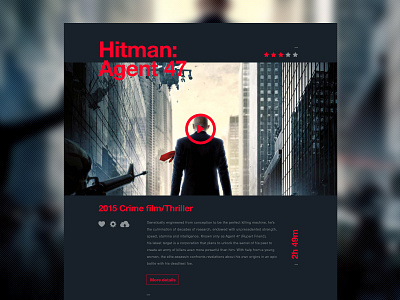 Movie Dashboard // Hitman: Agent 47 button dashboard design layout movie space ui ux web widget