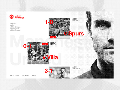 United Matchdays clean football layout mono swiss ui united ux web