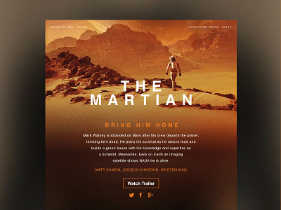 Bring him home dashboard design gold layout martian movie space ui ux web widget