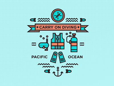 Carry on Diving adventure diving fun icons illustration outdoors vector