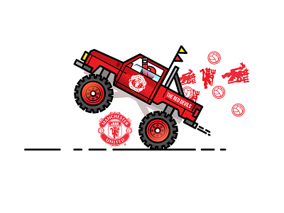 There's a Red Devil in all of us! brand color football illustration line manchesterunited stroke texture truck type vector