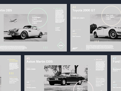 007 Bond Cars // Layout & Colour Selection automotive bond car cars clean color dashboard data design layout ui