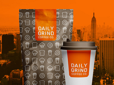 Daily Grind Coffee Co. branding coffee icongraphy icons logo logomark new york orange