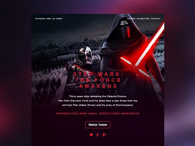 Movie Dashboard // Star Wars: The Force Awakens dashboard design gradient layout movie star wars ui ux web widget