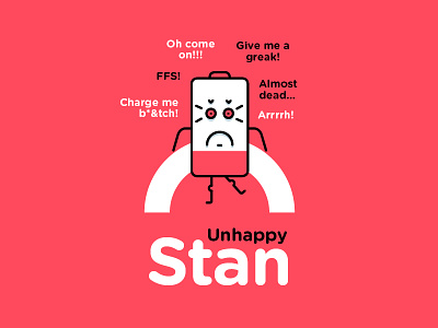 Unhappy Stan apple battery character color icon icons illustration line stroke
