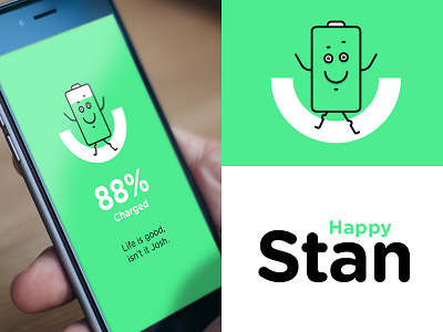 Happy Stan app apple battery character color icon icons illustration line stroke