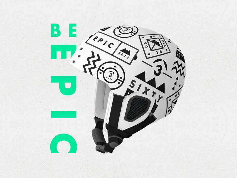 Be Epic. Stay Safe. badges epic graphic helmet mono pattern shapes snowboard stroke symbols type usa