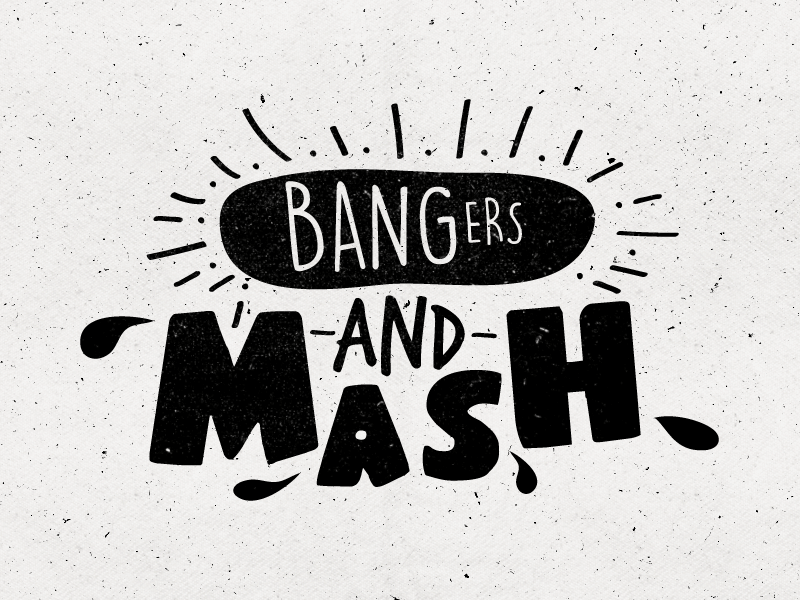 Bangers & Mash bang food foodie fun gif illustration sketch type yellow