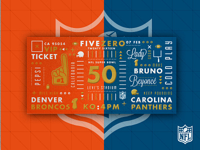 Super Bowl 50 VIP denver design football nfl sports super bowl texture ticket type typography