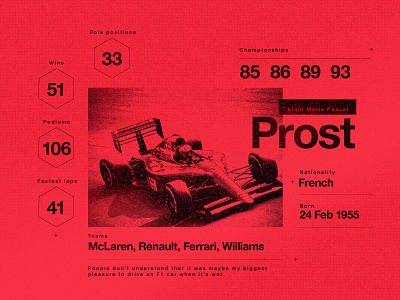 Prost. f1 formula1 infographic layout motorsport prost red stats texture