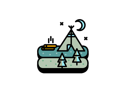 Let's Go Camping! camping fun icon illustration moon summer tent vector