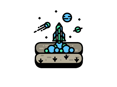 Rocket Fortune adventure icon illustration planets rokcet space sun vector