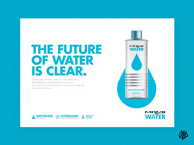 Mirai Water advertising blue bottle dad icons layout packaging toyota water