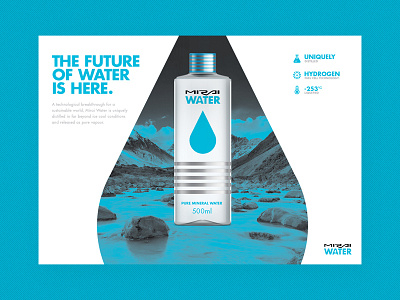 Mirai Water advertising blue bottle icons layout packaging toyota water
