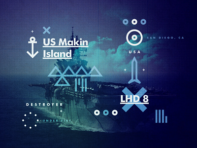 USS Makin Island Warship island layout photoshop symbol texture type typography vintage