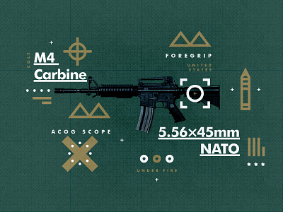M4 Carbine gun layout photoshop symbol texture type typography war