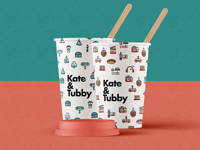 ∆ Kate&Tubby | Studio Cups ∆ burger camp coffee cup fun icon iconset illustration pattern stroke