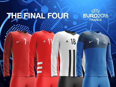 The Final Four // Retro Kit Collection art blue branding euro football france kit layout poster soccer swiss