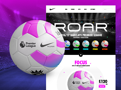 Nike ROAR® | Website branding color concept football identity logo nike premiership ui website