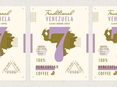 ∆ Traditional 7 Coffee | Venezuela ∆ branding coffee layout logo packaging purple texture type venezuela