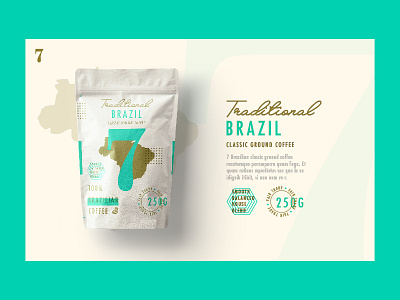 ∆ Traditional 7 Coffee | Brazil Layout ∆ branding coffee layout logo packaging texture type ui website