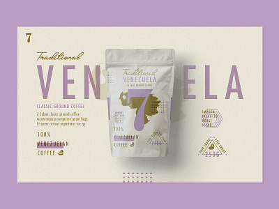 ∆ Traditional 7 Coffee | Venezuela Layout 3 ∆ branding coffee layout logo packaging texture type ui website