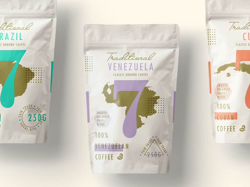 Traditional 7 Coffee | Featured! coffee type packaging website ui texture branding logo layout