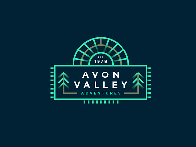 Avon Valley Adventures adventures badge illustration lockup outdoors park path tree