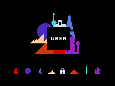 Uber Brand Evolution (Locations) brand branding icon illustration uber usa