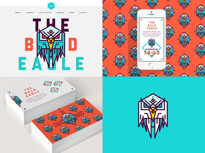 BALD EAGLE | Brand Work animals colour web design navigation icons menu illustration website clean layout ui flat