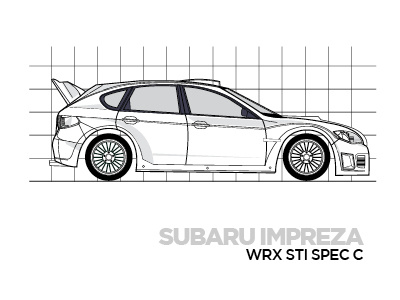 Subaru Impreza WRX STI Spec C Technical drawing eps grid motorsport technical drawing vector
