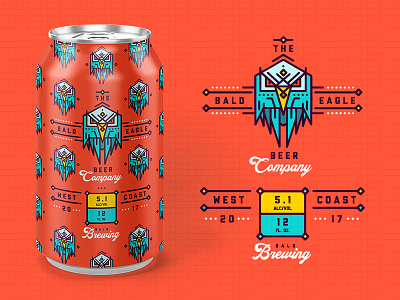 BALD EAGLE BEER Co. beer branding can design illustration label packaging pattern type