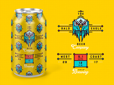 BALD EAGLE BEER Co. | Mellow Yellow beer branding can design illustration label packaging pattern type