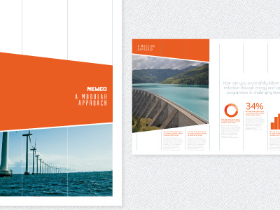 Brochure branding / page layout angles editorial image info graphics infographics lines orange stats