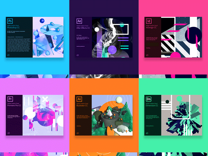 Adobe Splash Screen | Collection 2018 3d adobe aftereffects branding color design dimensions illustrator swiss typography