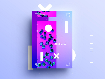 Collision. 2018 3d branding c4d color design girl poster swiss tutorial typography